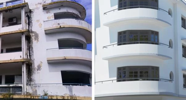 Fort de France : Immeuble la Nationale, acquisition amélioration 1 commerce et 20 logements. ARCAVS-SEMAG - Crédit : architecte Philippe Zaffran