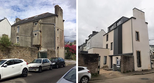 Quimper : Réhabilitation de 5 logements à Quimper, rue Pierre Caussy. Livraison 1er trimestre 2022 - Crédit : Julien Troadec