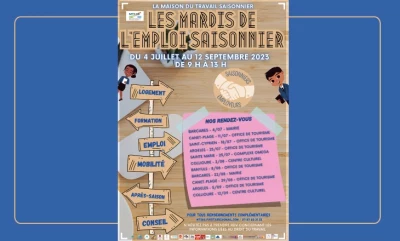 visuel des permanences 2023 « Les Mardis de l’Emploi Saisonnier »