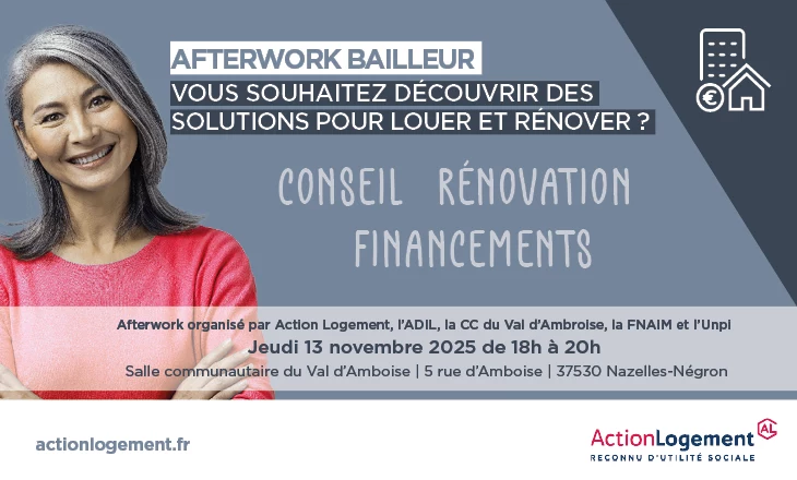 Vignette de l'afterwork dédié aux propriétaires, bailleurs à Amboise le 13 novembre 2025